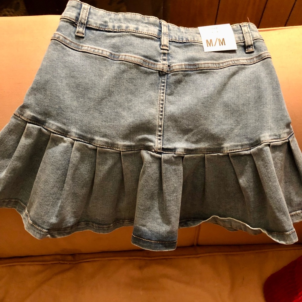 Refuge High Rise pleated denim mini skirt